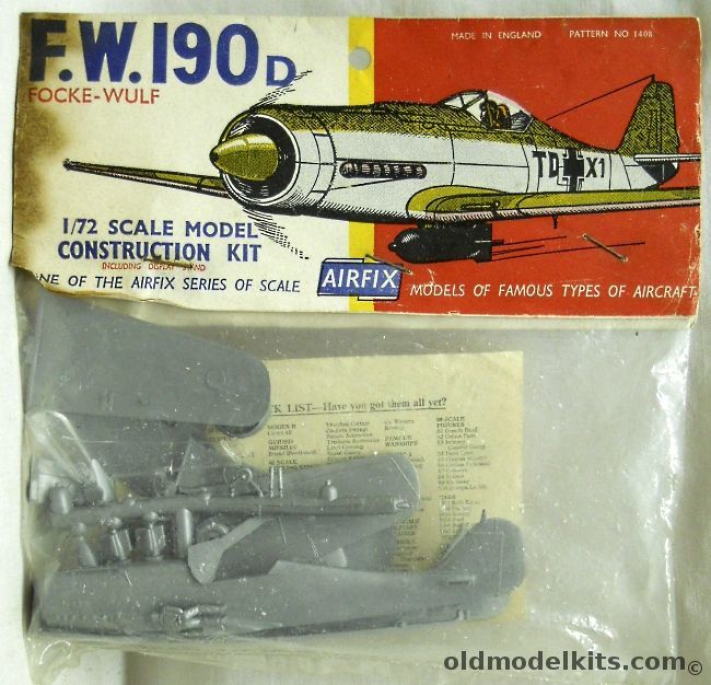 Airfix 1/72 Focke-Wulf FW-190 D  - Type 2 Logo Bagged, 1408 plastic model kit